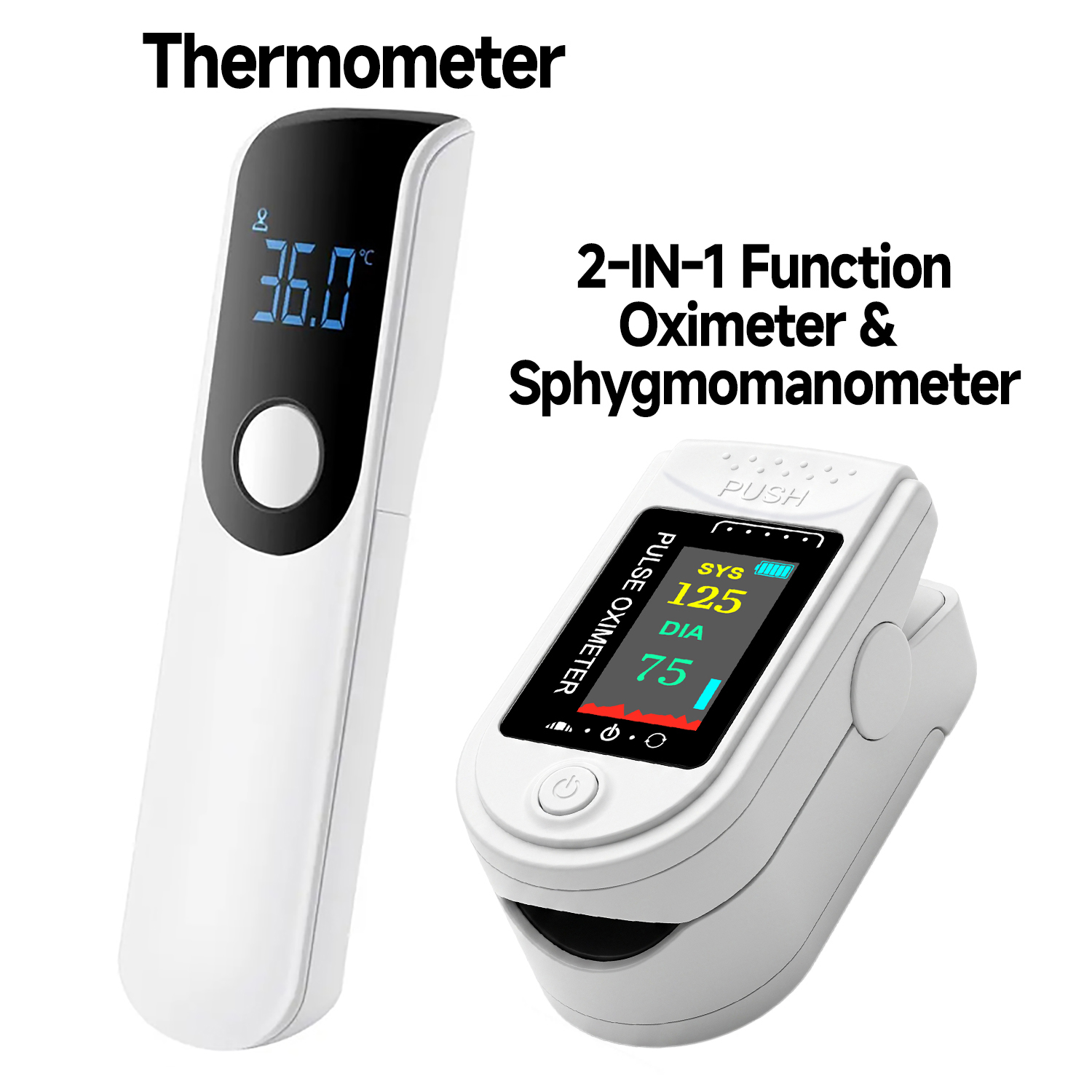 Pulse Oximeter - Mini Thermometer Medical Body Fever Measuring