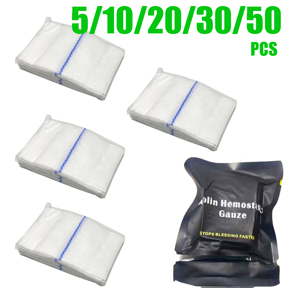 First Aid Kit - 7.5*1.5M Hemostatic Kaolin Gauze Combat Emergency
