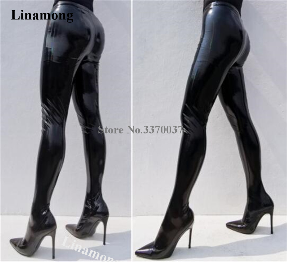 Linamong Sexy Black Patent Lea - Bandage 评论和价格